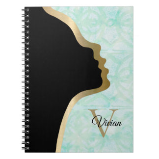 Pale Jade Black and Gold Face Name Notizblock