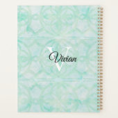Pale Jade Green Batik Elegant Monogram Name Planer (Rückseite)