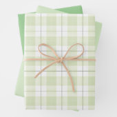Pale Jade Kariertes Muster mit koordinierten Grünt Geschenkpapier Set (Beispiel)