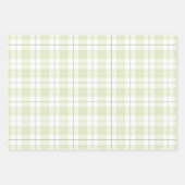 Pale Jade Kariertes Muster mit koordinierten Grünt Geschenkpapier Set (Vorderseite)