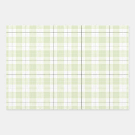 Pale Jade Kariertes Muster mit koordinierten Grünt Geschenkpapier Set