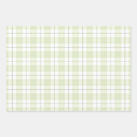 Pale Jade Kariertes Muster mit koordinierten Grünt Geschenkpapier Set (Vorderseite)