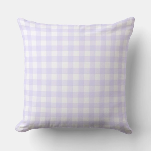 Pale Lavender Basic Gingham Pattern Große Version Kissen (Vorderseite)