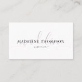 Pale Lavender Calligraphy Script QR-Code Visitenkarte (Vorderseite)