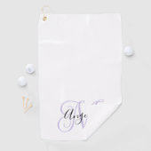 Pale Lavender Girly Calligraphy Monogram Golfhandtuch (Insitu)