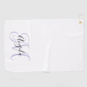 Pale Lavender Girly Calligraphy Monogram Golfhandtuch (Horizontal)