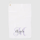 Pale Lavender Girly Calligraphy Monogram Golfhandtuch (Vorderseite)