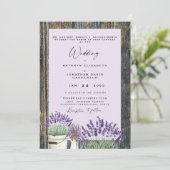 Pale Lavender Rustic Wood Wedding Einladung (Stehend Vorderseite)