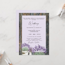 Pale Lavender Rustic Wood Wedding Einladung