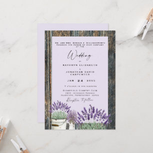 Pale Lavender Rustic Wood Wedding Einladung
