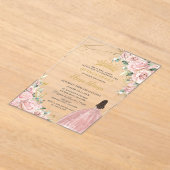 Pale Light Pink Floral Roses Quinceanera Sweet 16 Acryleinladungen (Ablage )