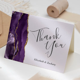 Pale Lila Agate Gold Hochzeit Vielen Dank Karte