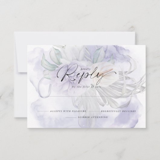 Pale Lilac BOHO Floral Reply RSVP Karte (Vorderseite)
