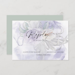 Pale Lilac BOHO Floral Reply RSVP Karte