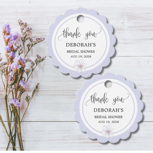 Pale Lilac Brautparty Rund skallodiert Geschenkanhänger