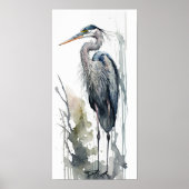 Pale Majestät Great Blue Heron Stehende Sumpf AI Poster (Vorne)