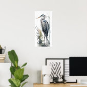 Pale Majestät Great Blue Heron Stehende Sumpf AI Poster (Heimbüro)