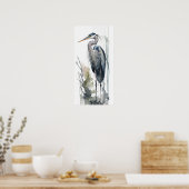 Pale Majestät Great Blue Heron Stehende Sumpf AI Poster (Küche)