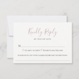 Pale Mauve Wedding Food Allergy RSVP Card