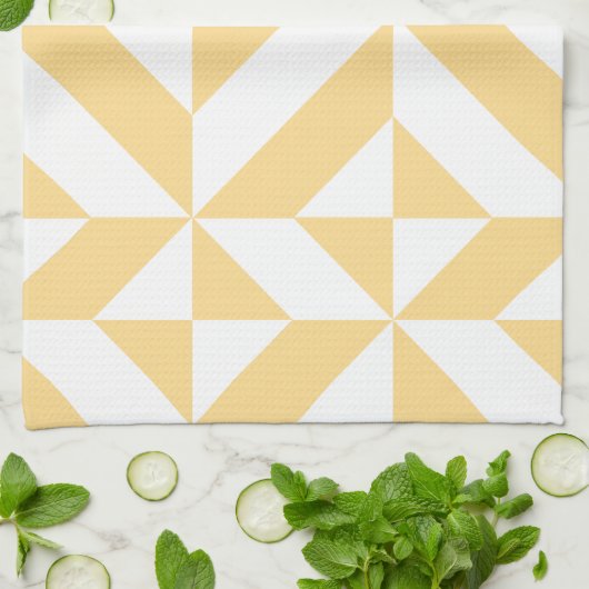 Pale Melon Geometric Deko Cube Pattern Geschirrtuch (Gefaltet)