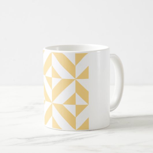 Pale Melon Geometric Deko Cube Pattern Kaffeetasse (VorderseiteRechts)