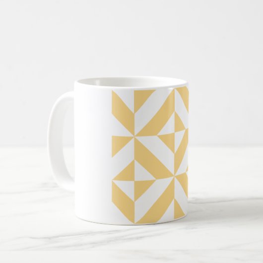 Pale Melon Geometric Deko Cube Pattern Kaffeetasse (Vorderseite Links)