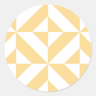 Pale Melon Geometric Deko Cube Pattern Runder Aufkleber