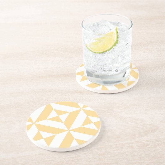 Pale Melon Geometric Deko Cube Pattern Sandstein Untersetzer (Seite)