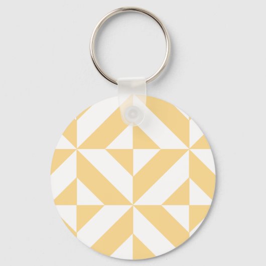 Pale Melon Geometric Deko Cube Pattern Schlüsselanhänger (Vorderseite)