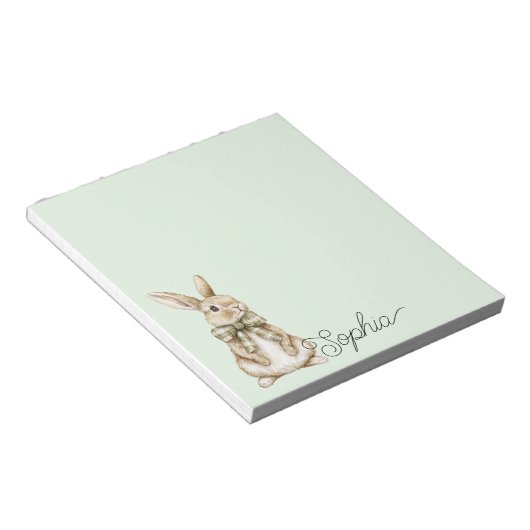 Pale Mint Bunny Rabbit Notizblock (angewinkelt)