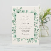 Pale Mint Eukalyptus-Hochzeit Einladung (Stehend Vorderseite)