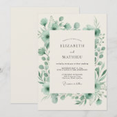 Pale Mint Eukalyptus-Hochzeit Einladung (Vorne/Hinten)