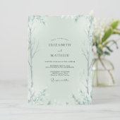 Pale Mint Weide Eukalyptus Hochzeit Einladung (Stehend Vorderseite)