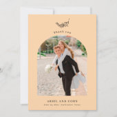 Pale Orange | Arch Wedding Foto Dankeschön Karte (Vorderseite)
