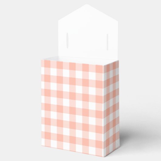 Pale Orange Gingham Kariert Zelt Gastgeschenk Box Geschenkschachtel (Geöffnet)
