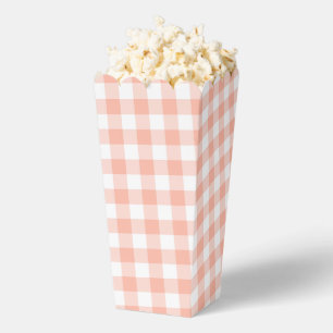 Pale Orange Gingham Kariertes Gastgeschenk Popcorn Geschenkschachtel