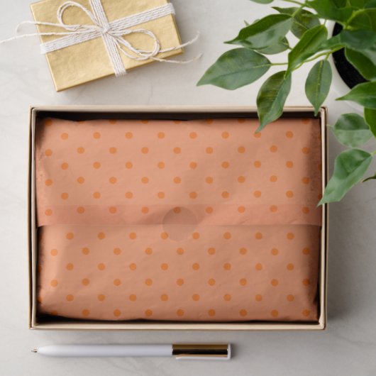 Pale Orange With Orange Polka Dots Seidenpapier (Geschenk)