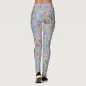 Pale Pastel Blue Sky Wilde Blume Lila Pink Leggings (Rückseite)