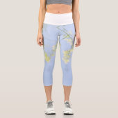 Pale Pastel Blue Sky Wilde Blume Meadow Capri Leggings (Vorderseite)