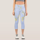Pale Pastel Blue Sky Wilde Blume Meadow Capri Leggings (Vorderseite)