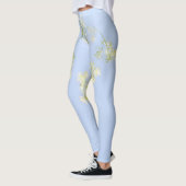 Pale Pastel Blue Sky Wilde Blume Meadow Leggings (Links)