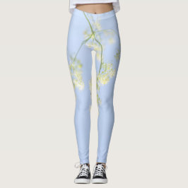 Pale Pastel Blue Sky Wilde Blume Meadow Leggings