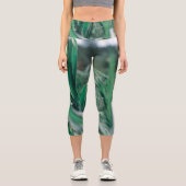 Pale Pastel Green Grass Reeds Sky Capri Leggings (Vorderseite)
