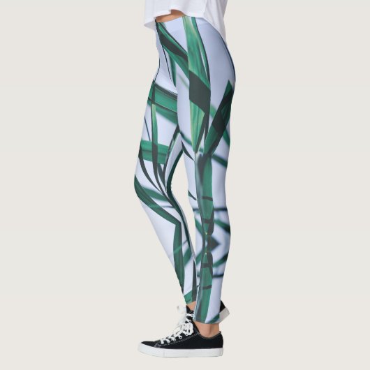 Pale Pastel Green Grass Reeds Sky Leggings (Links)
