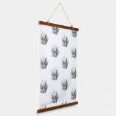 Pale Pastel Green Palm Tree Leaf Muster Wandteppich Mit Holzrahmen (Gewinkelt)