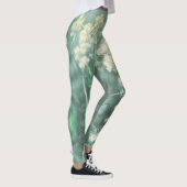 Pale Pastel Green Yellow Wild Meadow Blume Leggi Leggings (Rechts)