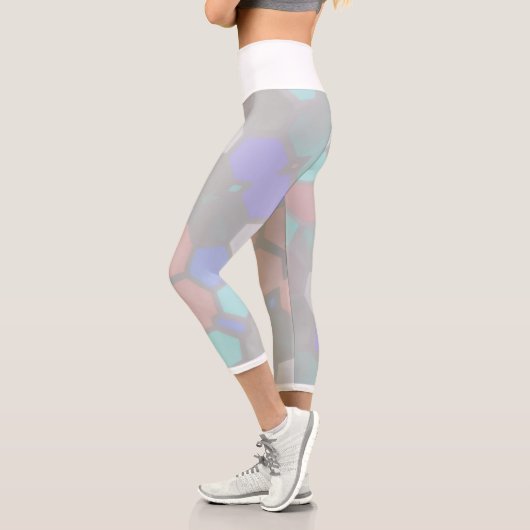 Pale Pastel Honeybee Hexagonal Formen Leggings (Links)