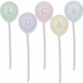 Pale Pastel Whimsical Balloons Custom Letters Aufkleber (Vorderseite)