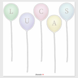 Pale Pastel Whimsical Balloons Custom Letters Aufkleber