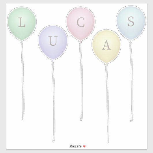 Pale Pastel Whimsical Balloons Custom Letters Aufkleber (Blatt)